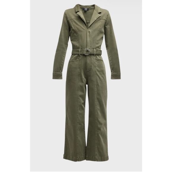 Paige Anessa Wide-Leg Utility Jumpsuit Wide Leg Vintage Brushed Olive Sz 0 - Picture 7 of 13